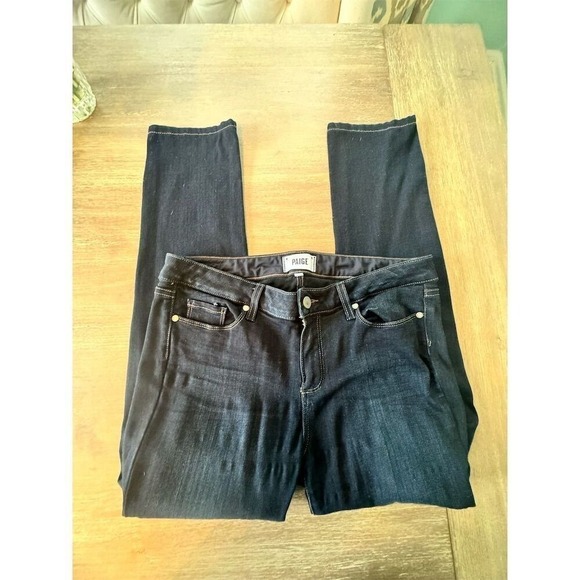 Paige Women's Skyline Skinny Jeans Size 32 Dark Wash Blue Denim - Picture 9 of 11